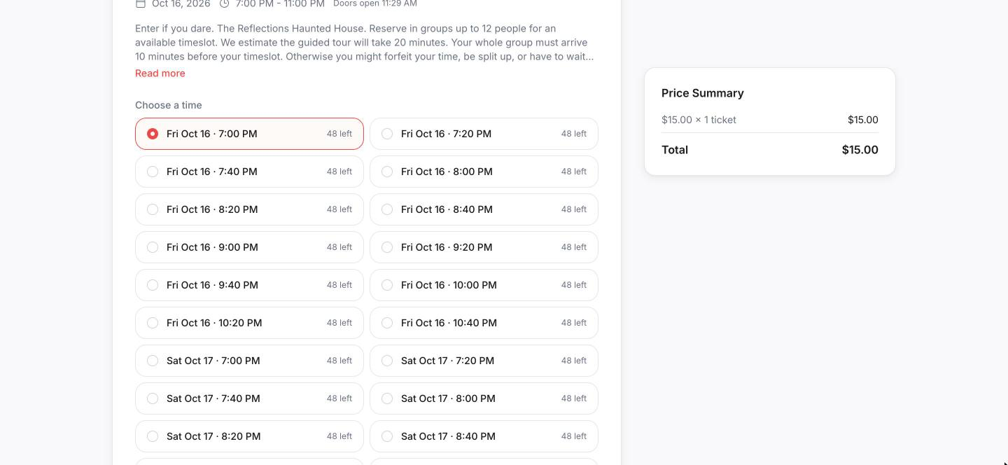 Timeslot manager with generated slots and remaining capacity