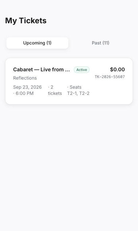 Guest account on a phone showing tickets and stays