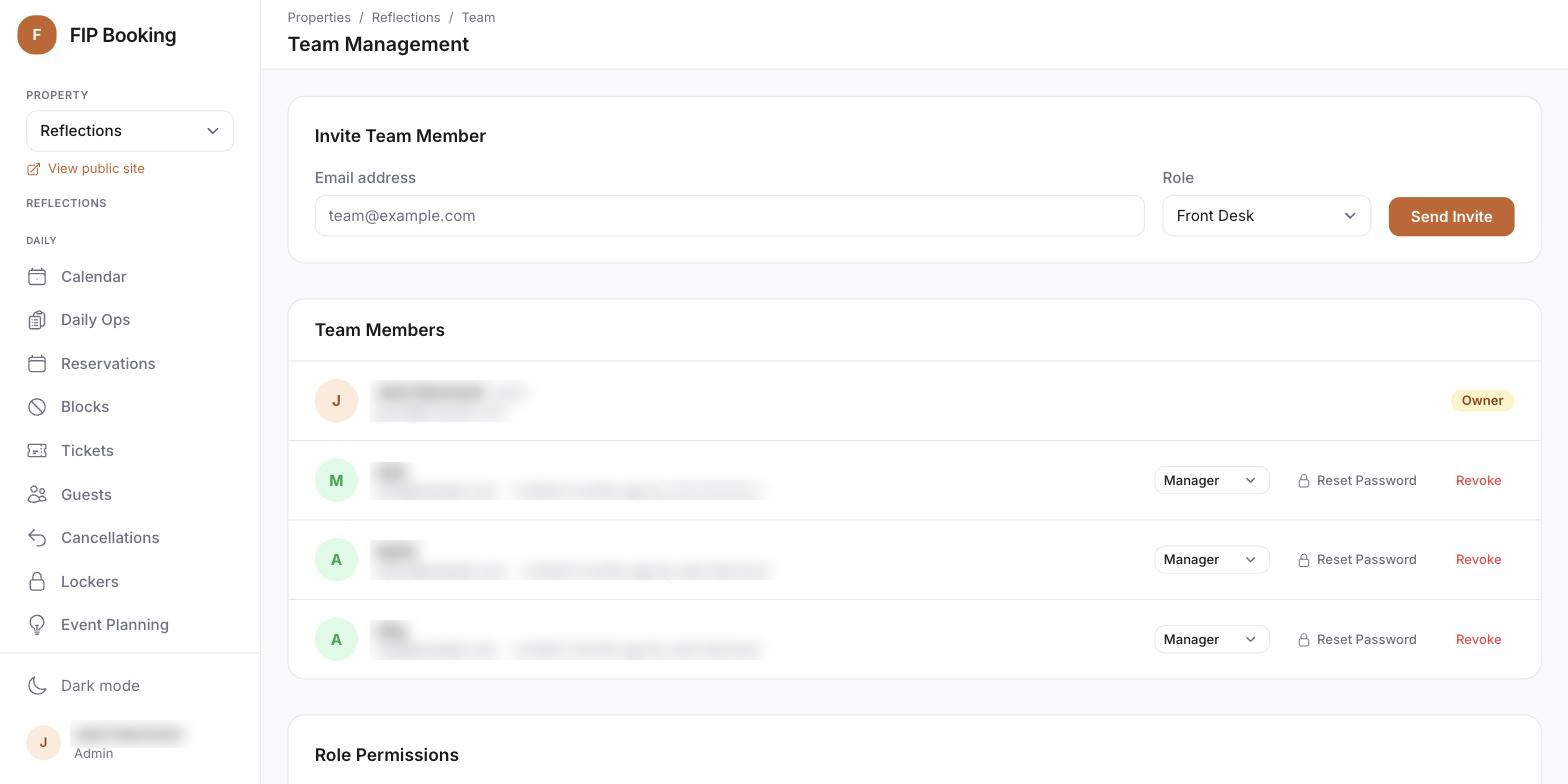 Team settings with members and permissions